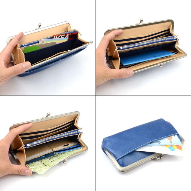 長財布 がま口 藍染 本革 BAGGY PORT 日本の革 ヌメ革 がまぐち ロング