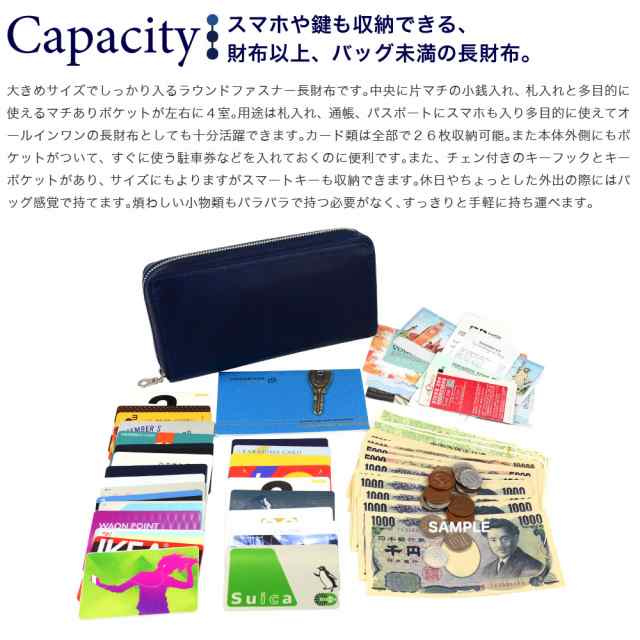 長財布 ラウンドファスナー 大容量 藍染 本革 BAGGY PORT 日本の