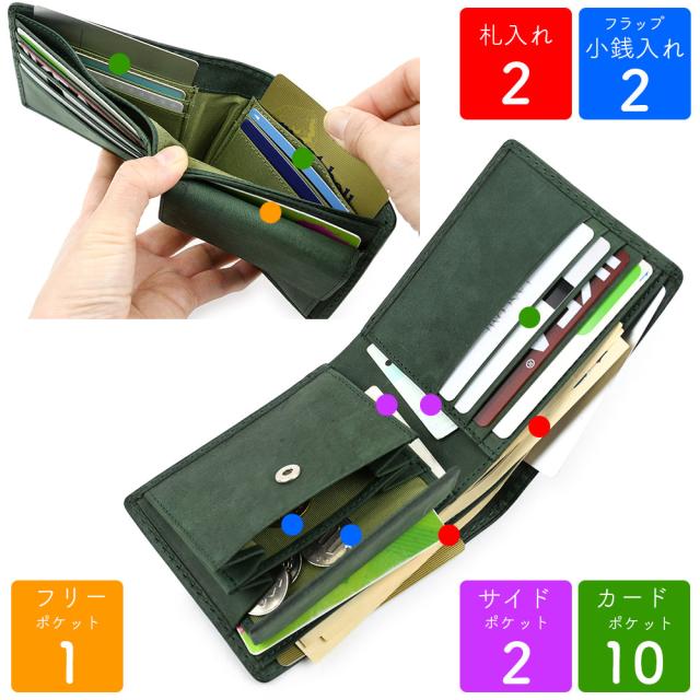 二つ折り財布 ハーフウォレット イタリアンレザー エルバマット