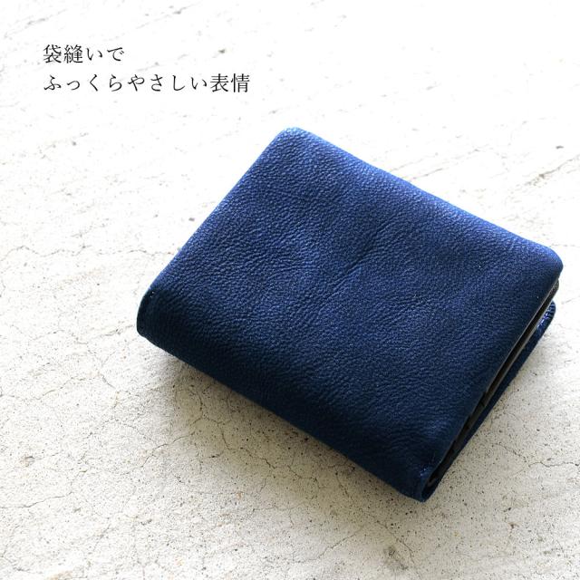 BAGGY PORT バギーポート 二つ折り財布 ミニ財布 小銭入れあり 大容量 メンズ 藍染レザー ヌバックレザー 本革 本藍染め YKK エクセラファスナー 小銭仕切り 使いやすい 仕分け カード入れ 多い 牛革 革財布 袋縫い かっこいい 紺 ネイビー 経年変化 ギフト プレゼント_4