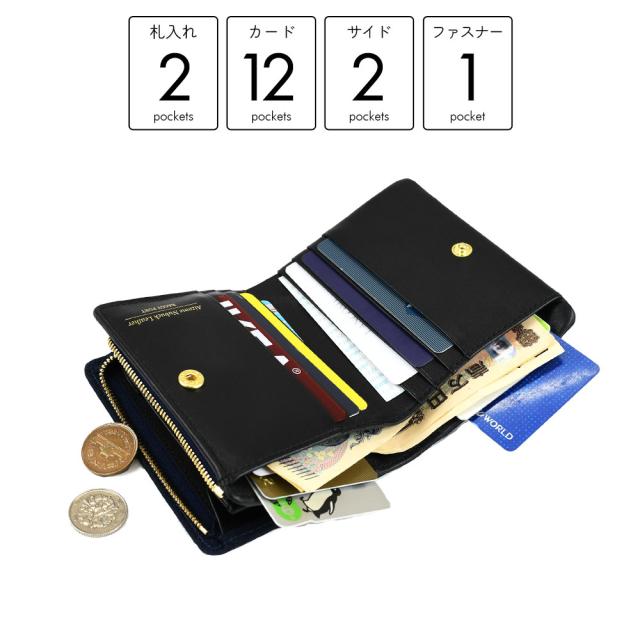 BAGGY PORT バギーポート 二つ折り財布 ミニ財布 小銭入れあり 大容量 メンズ 藍染レザー ヌバックレザー 本革 本藍染め YKK エクセラファスナー 小銭仕切り 使いやすい 仕分け カード入れ 多い 牛革 革財布 袋縫い かっこいい 紺 ネイビー 経年変化 ギフト プレゼント_8