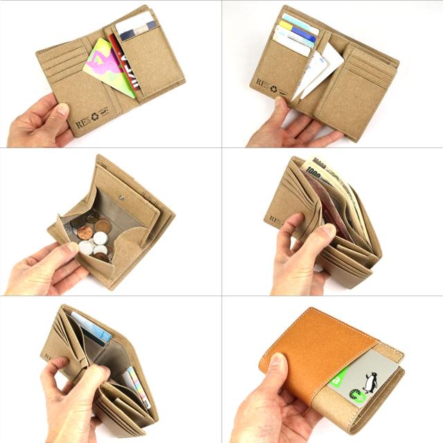 二つ折り財布 縦型 ミドルウォレット box型小銭入れ ハーフウォレット リサイクルレザー ドイツ サラマンダー社 ボンデッドレザー BAGGY PORT バギーポート 二つ折り財布 縦型 ミドルウォレット box型小銭入れ ハーフウォレット