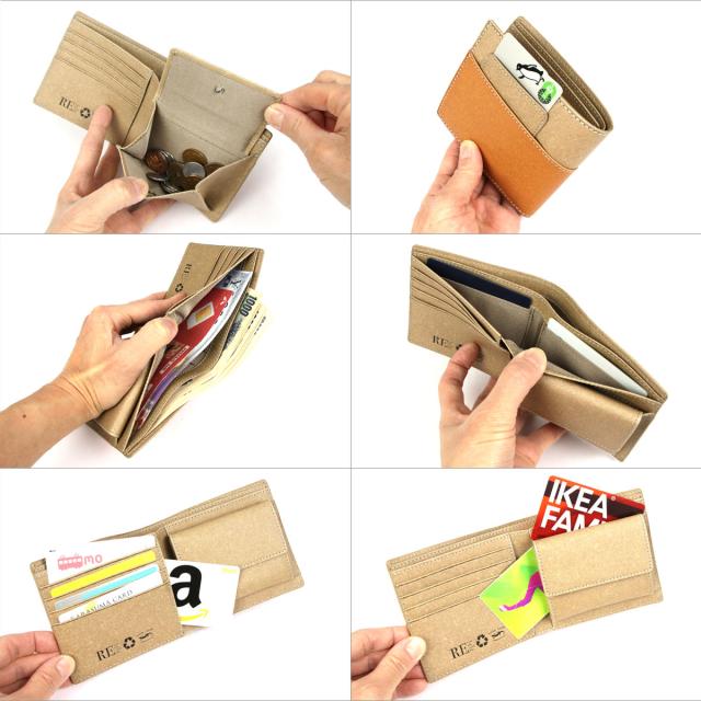 二つ折り財布 定番 コンパクト ハーフウォレット リサイクルレザー