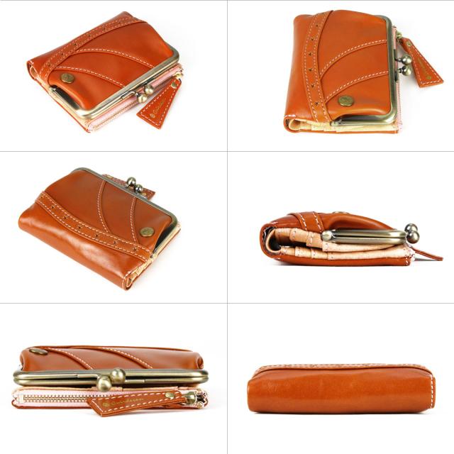 二つ折り財布 がまぐち財布 がま口財布 大容量 星 流れ星 本革 プル