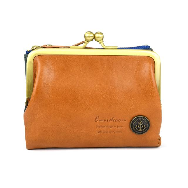 がま口財布 二つ折り財布 コンパクト Cuirdeson イタリアンレザー