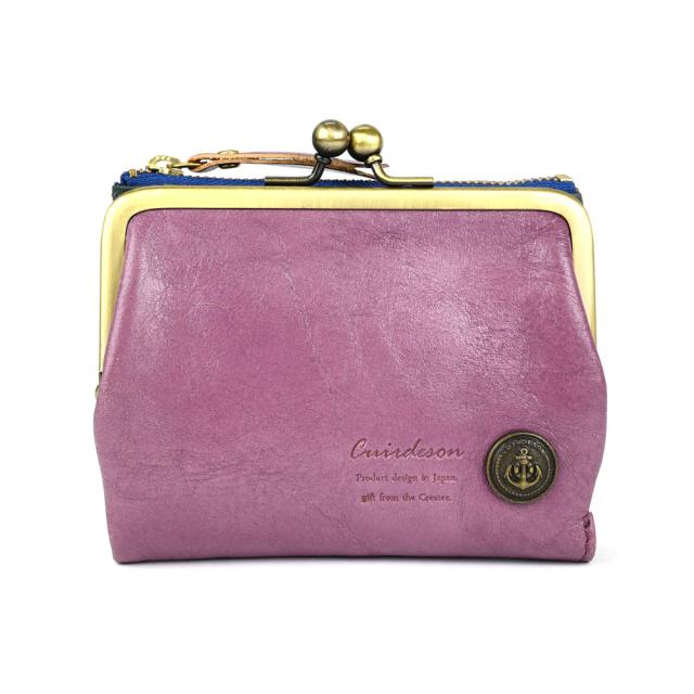 がま口財布 二つ折り財布 コンパクト Cuirdeson イタリアンレザー