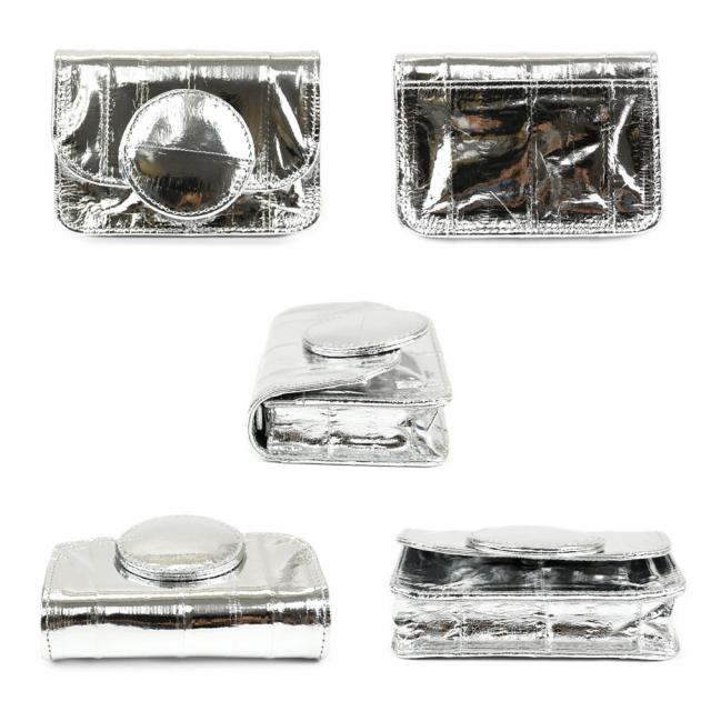 韓国 ブランド ダブルクォーツ シルバー ミニバッグ チェーン付き