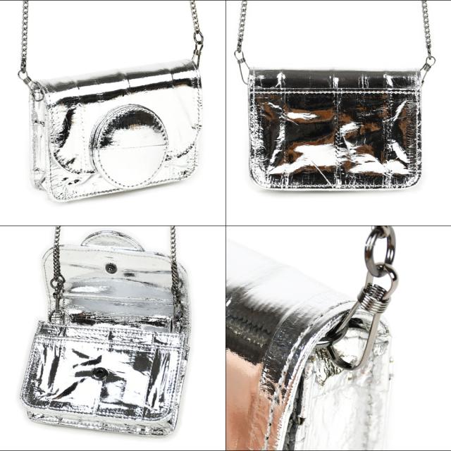 韓国 ブランド ダブルクォーツ シルバー ミニバッグ チェーン付き