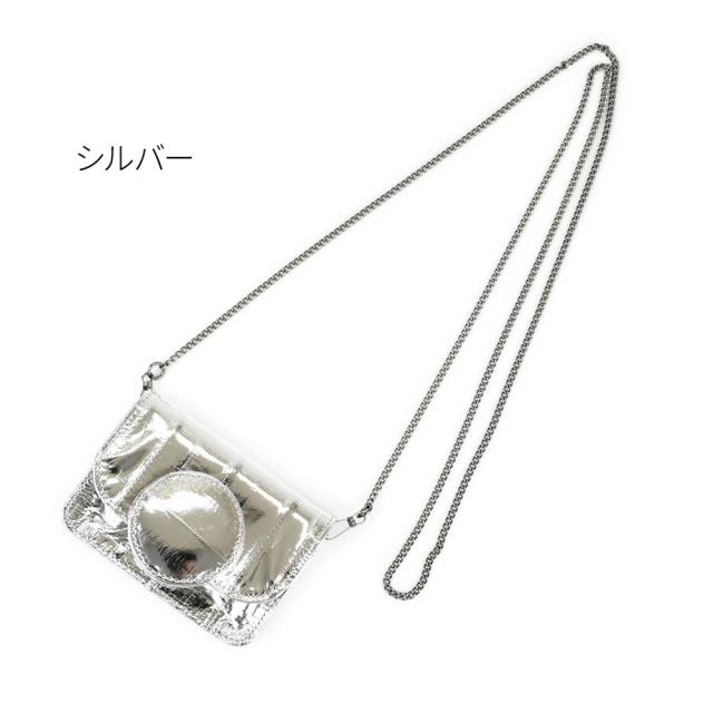 韓国 ブランド ダブルクォーツ シルバー ミニバッグ チェーン付き