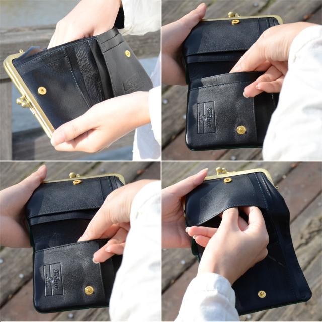 がま口 二つ折り財布 レディース Folna フォルナ 本革 財布 日本