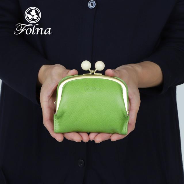 がま口財布 二つ折り財布 コンパクト 木玉 Folna 日本製 レディース 本