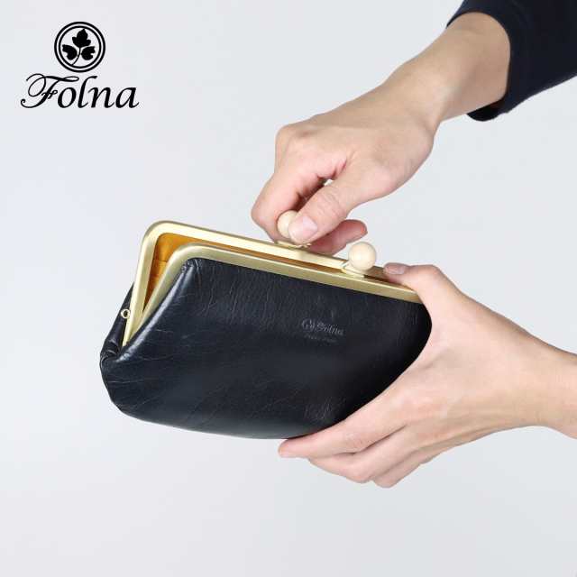 がま口財布 長財布 親子がま口 木玉 Folna 日本製 レディース 本革