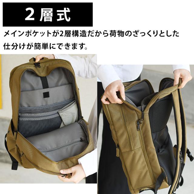 ビジネスリュック メンズリュック バックパック B4サイズ 多機能 ノートPC タブレット 3台持ち 17L fulcro フルクロ Co-work Note 撥水 クッションポケット 2層式 ユニセックス 男女兼用 ポケットが多い A4 ブリーフリュック ブリーフバッグ_6