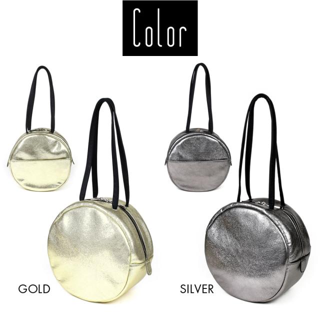 円形トートバッグ ソフトレザー 箔レザー 牛革 ikot イコット 丸形 丸