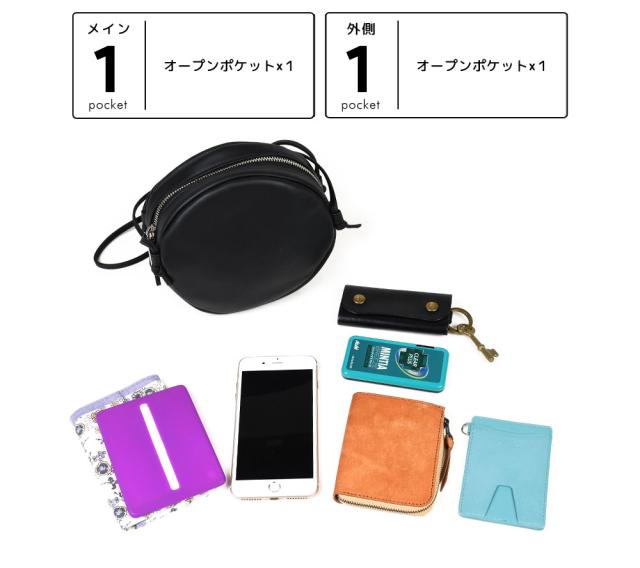 円形ミニショルダーバッグ ブラック 黒 牛革 ikot イコット 丸形 型 レディース マット 本革 サークル ラウンド ポシェット ミニバッグ 斜め掛け 肩掛け お出掛けバッグ サブバッグ 旅バッグ ユニーク モード おしゃれ モノトーン ユニセックス IK123314_10
