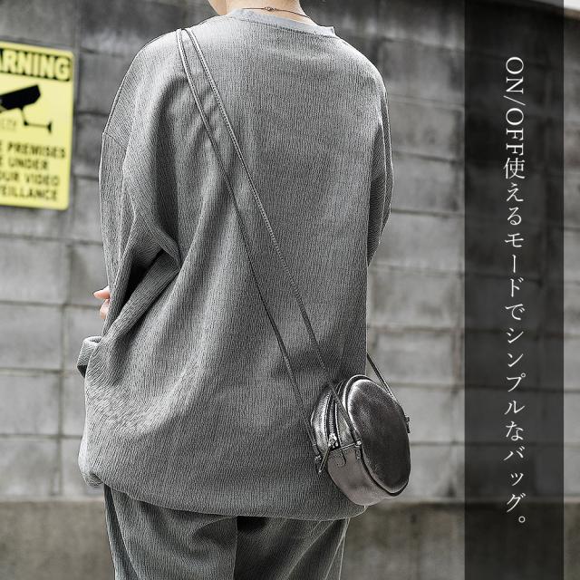 円形ミニショルダーバッグ ソフトレザー 箔レザー 牛革 ikot
