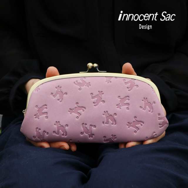 がまぐち 親子がま口 長財布 ロングウォレット 姫路レザー 型押し 猫柄 Cat ネコ Innocent Sac イノセントサック 本革 日本製 レディースの通販はau Pay マーケット おさいふやさん