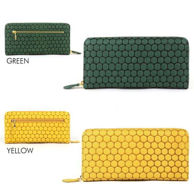 長財布 ラウンド財布 ラウンドファスナー ラウンドジップ ハニカム柄