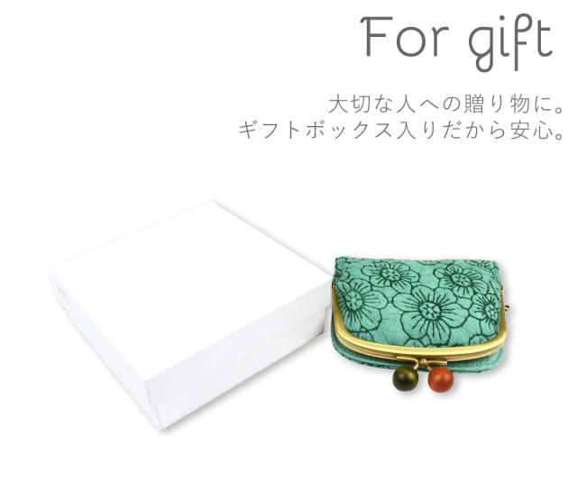 がま口財布 二つ折り財布 がま口 がまぐち ハーフウォレット 丸木玉 花柄 型押し レザー 本革 日本製 レディース innocent Sac イノセントサック Flower