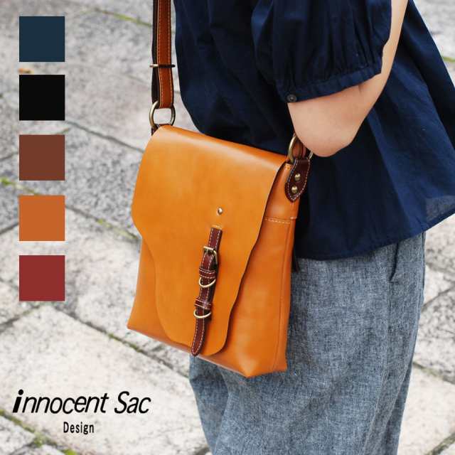 ショルダーバッグ コンパクト レディース 姫路レザー  角底 本革 innocent Sac イノセントサック 日本製 メンズ 男女兼用 ユニセックスの通販は