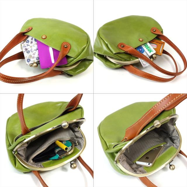 がま口ハンドバッグ レディース 姫路レザー がまぐち 口金 本革