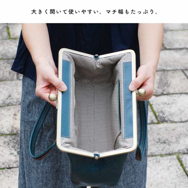 楽天市場】がま口ハンドバッグ レディース 姫路レザー がまぐち
