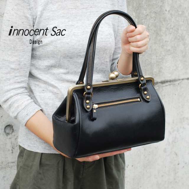 がま口ハンドバッグ トートバッグ レディース innocent Sac イノセントサック 姫路レザー がまぐち 口金 本革 コンパクト 日本製 女性用