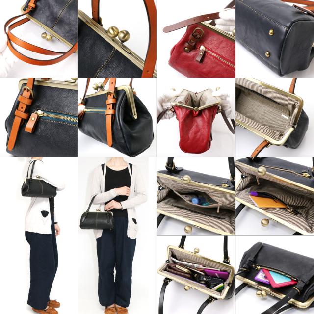 がまぐちトートバッグ レディース ガマ口 シュリンクレザー 姫路レザー 本革 innocent Sac イノセントサック ふっくら 日本製 国産 女性用 婦人用 ハンドバッグ 送料無料_1