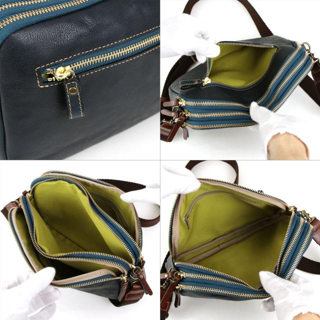 ショルダーバッグ ポシェット 3層式 2Wayバッグ スクエア innocent Sac イノセントサック レディース 姫路レザー シュリンクレザー クラッチバッグ  本革 日本製 送料無料 ショルダーバッグ ポシェット 3層式 2Wayバッグ スクエア innocent Sac