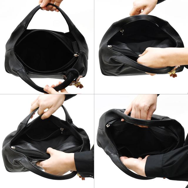 ブラックフォーマルバッグ ハンドバッグ 花飾り付き 両煽りポケット 本革 レディース 日本製 innocent Sac イノセントサック 冠婚葬祭 慶弔 姫路レザー 牛革 メイドインジャパン 国産 ブラック 黒色 女性用 婦人用 送料無料_12