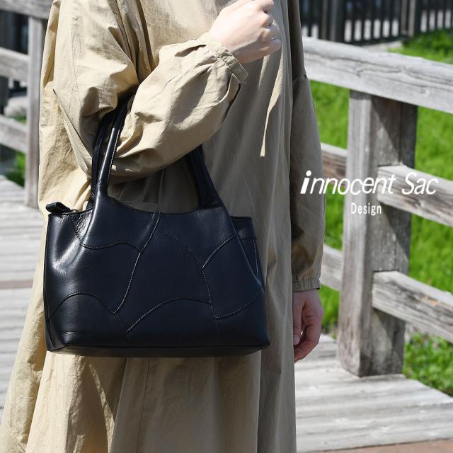 ハンドバッグ ショルダーバッグ レディース パッチワーク 姫路レザー 肩掛け 角底 本革 コンパクト innocent Sac イノセントサック 日本製 レディース 送料無料の通販は