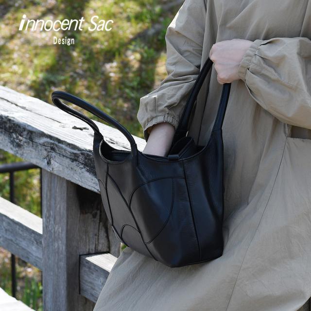 ハンドバッグ ショルダーバッグ レディース パッチワーク 姫路レザー 肩掛け 角底 本革 コンパクト innocent Sac イノセントサック 日本製 レディース 送料無料の通販は