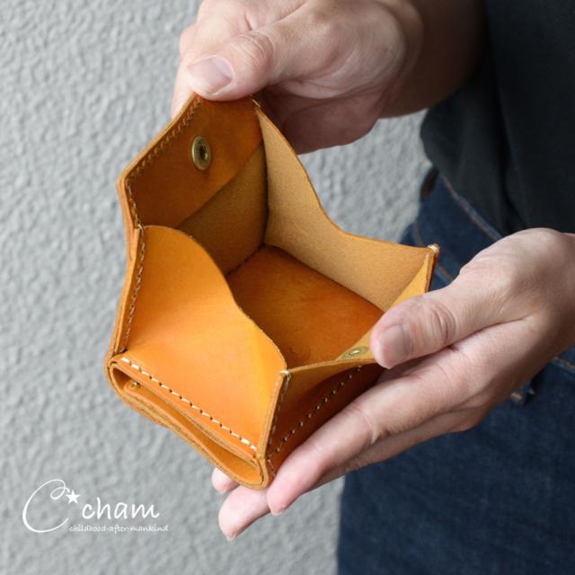 ミニウォレット 小さい財布 三つ折り財布 極小財布 BOX小銭入れ イタリアンレザー プエブロ PUEBLO 本革 日本製 CHAM チャム_6