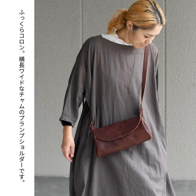 ショルダーバッグ 広マチ 長財布が入る CHAM 日本製 本革 バッグ レディース CLASSIC シボ革 シュリンクレザー ヌメ革 姫路レザー 牛革 チャム フラップ かぶせ YKK ファスナー 斜めがけバッグ ペットボトル 仕切りあり プランプ クラシック 革 ナチュラル ブラウン 送料無料_1