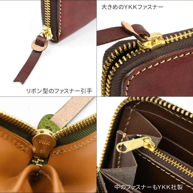 長財布 ラウンドファスナー 大容量 Vanilla Bear 日本製 本革 財布 レディース HARNESS シュリンクレザー 型押し ヌメ革 長サイフ ラウンド財布 YKK ファスナー 通帳 じゃばら 使いやすい テディベア バニラベア 革 グリーン/緑 Wickett & Craig 送料無料_12
