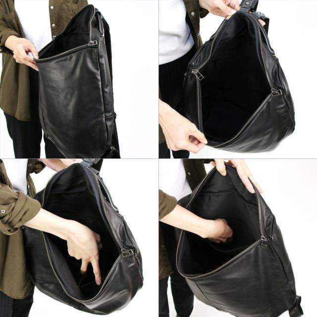 Less Design 本革リュック／バックパック(ブラック) A4サイズ対応 Less Design 本革リュック／バックパック(ブラック) A4サイズ対応