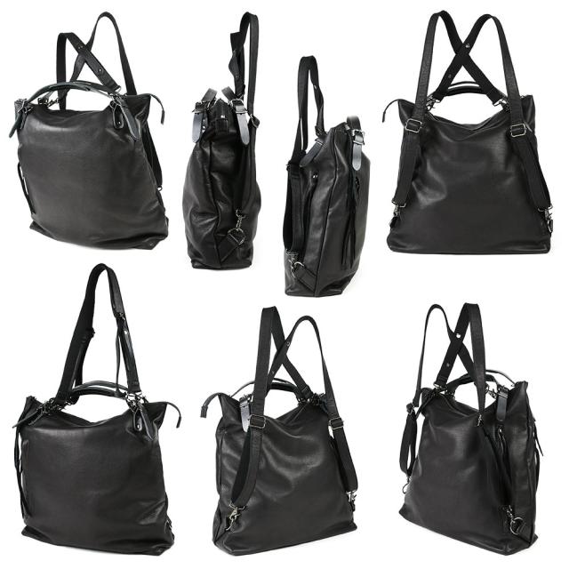 B4サイズ対応 大容量 3Way リュックサック ショルダーバッグ トートバッグ スクエア型 台形 くったり ドレープ -Less レス メンズ レディース 日本製 姫路レザー RAMUDA ラムダ 本革 柔らかい 牛革 斜め掛け 肩掛け 持ち方色々 レスデザイン 黒 ブラック ラグジュアリー