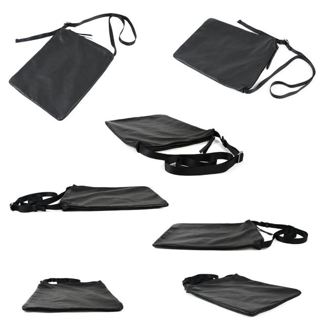 A4サイズ対応 マガジンサコッシュ 薄マチスクエアショルダーバッグ -LESS PREVAIL レスプリベイル メンズ レディース 日本製 斜め掛け 肩掛け スクエアショルダー 本革 姫路レザー Less Design レスデザイン 撥水加工 ユニセックス シンプル サステナブル A4