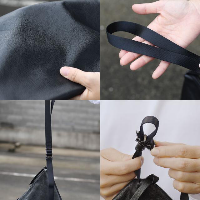 A4サイズ対応 マガジンサコッシュ 薄マチスクエアショルダーバッグ -LESS PREVAIL レスプリベイル メンズ レディース 日本製 斜め掛け 肩掛け スクエアショルダー 本革 姫路レザー Less Design レスデザイン 撥水加工 ユニセックス シンプル サステナブル A4