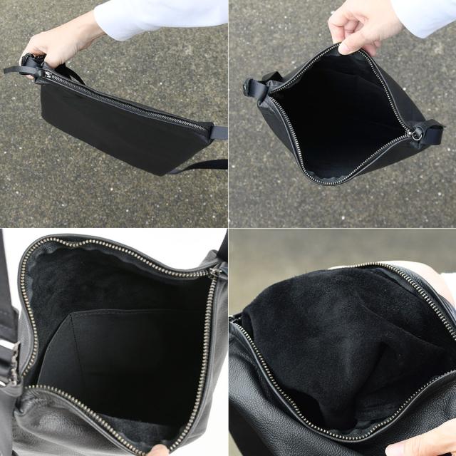 A4サイズ対応 マガジンサコッシュ 薄マチスクエアショルダーバッグ -LESS PREVAIL レスプリベイル メンズ レディース 日本製 斜め掛け 肩掛け スクエアショルダー 本革 姫路レザー Less Design レスデザイン 撥水加工 ユニセックス シンプル サステナブル A4