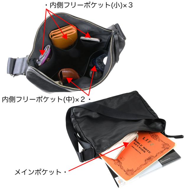 A4サイズ対応 ワイドストラップショルダーバッグ スクエアショルダー -LESS PREVAIL レスプリベイル メンズ レディース 日本製 斜め掛け 肩掛け 本革 姫路レザー Less Design レスデザイン 撥水加工 ユニセックス シンプル サステナブル B4ギリギリ