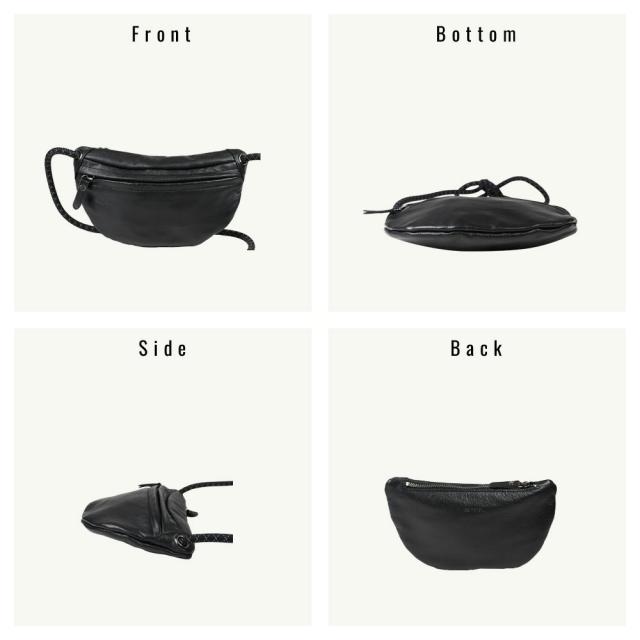 ボディバッグ 半月型 小さめ レザー メンズ レディース 日本製 牛革 ムーンボディバッグ Sサイズ Less Design レスデザイン 斜め掛け 肩掛け 姫路レザー -LESS PREVAIL レスプリベイル クッションコード リバイブレザー スマート おしゃれ 休日バッグ 黒