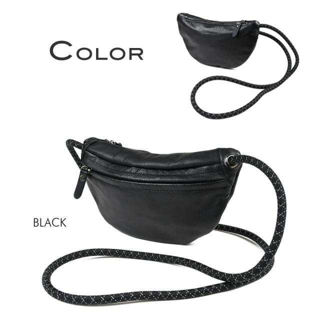 ボディバッグ 半月型 小さめ レザー メンズ レディース 日本製 牛革 ムーンボディバッグ Sサイズ Less Design レスデザイン 斜め掛け 肩掛け 姫路レザー -LESS PREVAIL レスプリベイル クッションコード リバイブレザー スマート おしゃれ 休日バッグ 黒
