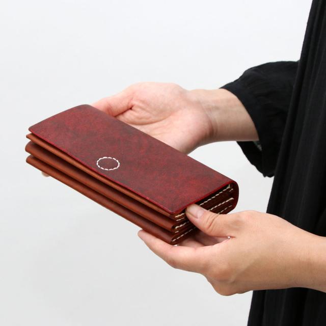 長財布 C WALLET 手縫い かぶせ LITSTA 日本製 本革 財布 ムラ染めレザー イタリアンレザー 牛革 ヌメ革 本革財布 レディース マグネット 大容量 小銭入れ フラップ リティスタ MARREMMA マレンマ ワルピエ ハンドクラフト 長サイフ 送料無料 レッド/ブラウン/グレー_5