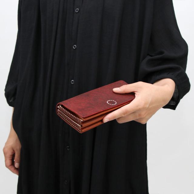 長財布 C WALLET 手縫い かぶせ LITSTA 日本製 本革 財布 ムラ染めレザー イタリアンレザー 牛革 ヌメ革 本革財布 レディース マグネット 大容量 小銭入れ フラップ リティスタ MARREMMA マレンマ ワルピエ ハンドクラフト 長サイフ 送料無料 レッド/ブラウン/グレー_6