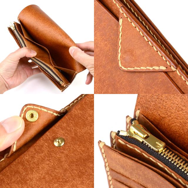 長財布 J WALLET 手縫い かぶせ LITSTA 日本製 本革 財布 プエブロレザー イタリアンレザー 牛革 ヌメ革 本革財布 レディース じゃばら 蛇腹 フラップ リティスタ PUEBLO プエブロ YKK ファスナー EXCELLA エクセラ ハンドクラフト 送料無料 ブラック/ブラウン/キャメル_12