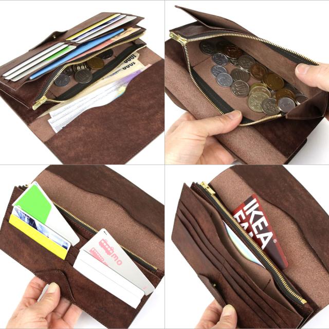 長財布 二つ折り じゃばら 薄い 薄型 YKK エクセラ 日本製 本革