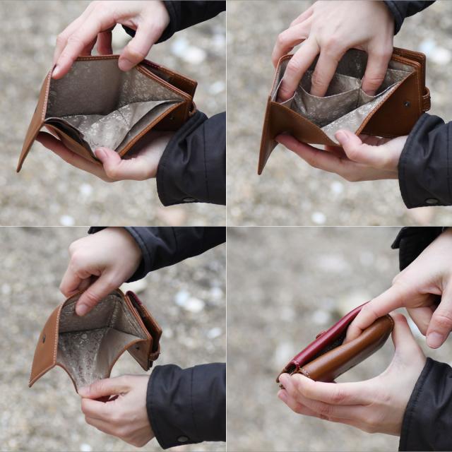 [フェランド] 三つ折り財布 No.81110 レディース レッド 財布 三つ折り財布 レディース 縦型カード収納 お札を折ら