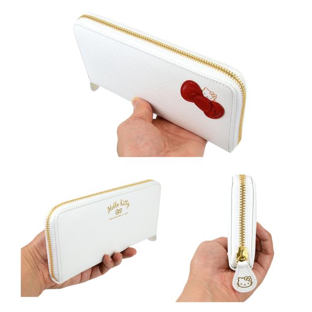 キティちゃん 長財布 ラウンドファスナー ラウンド財布 本革財布