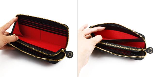 美品✨ハローキティ　高級　牛革　レザー　赤リボン　長財布　ラウンドジップ　黒 美品✨ハローキティ 高級 牛革 レザー 赤リボン 長財布 ラウンド